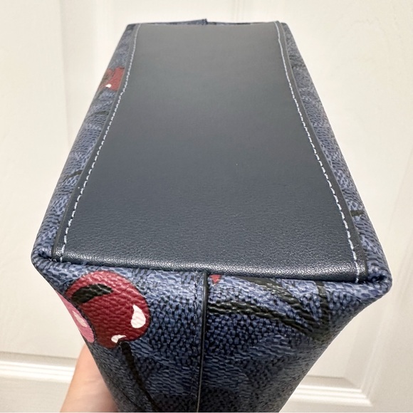 Coach City Mini Tote Bag Signature Coated Canvas Leather Trim Cherry Print NWT - Picture 8 of 13